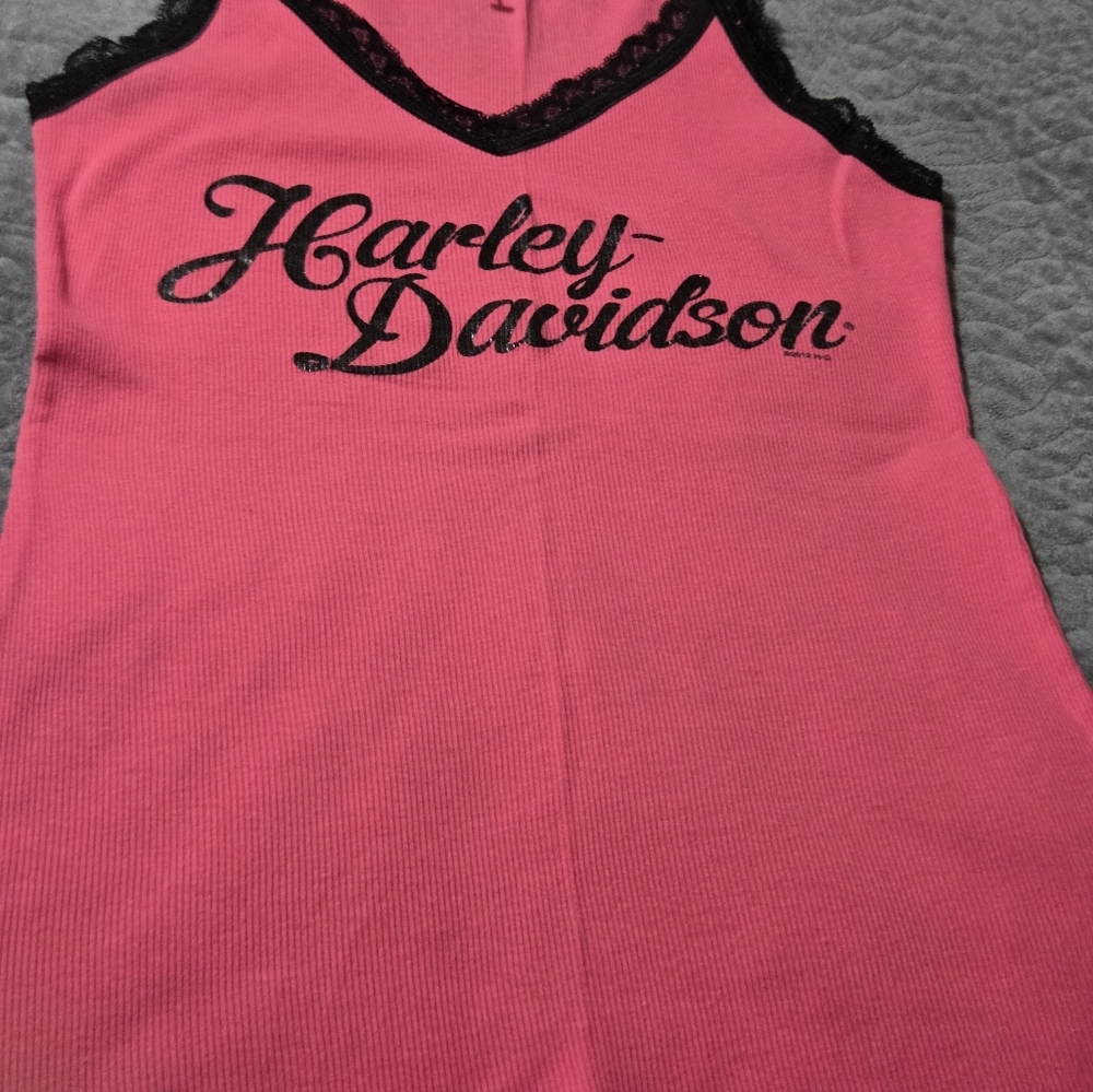 Harley-Davidson Pink Top with BlackLace  Accents,Womens Size S